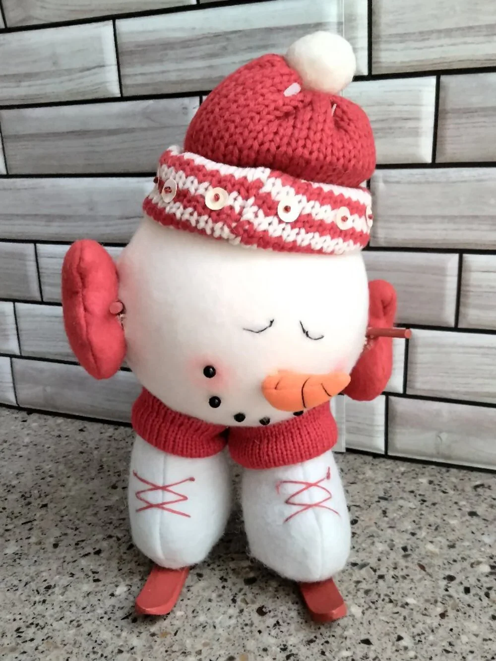 Vintage Santa's Best Skiing Snowman